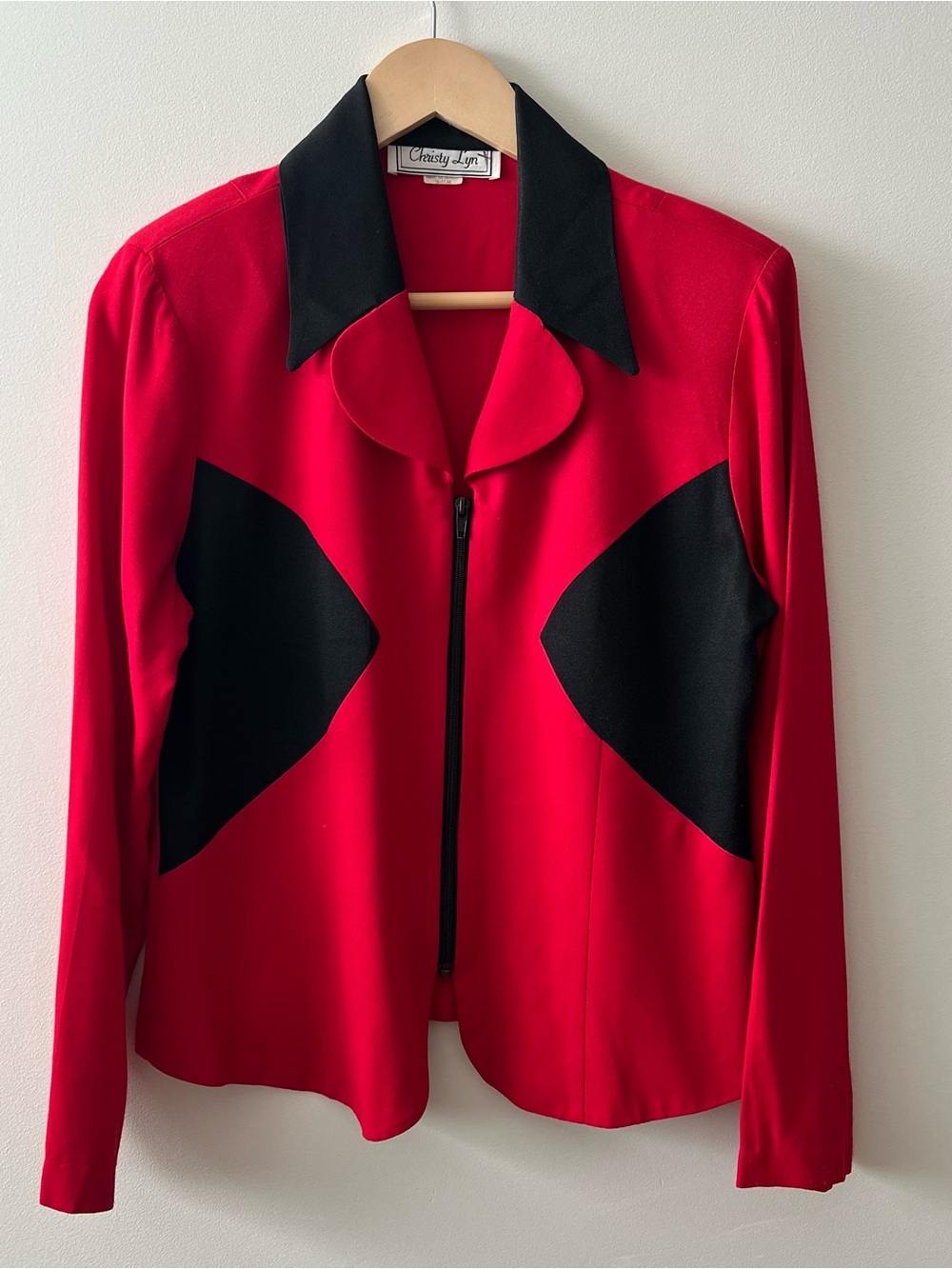Vintage Christy Lyn Red and Black Zip-Up Blazers Jacket Women’s 9/10 EUC